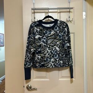 Joie Navy Floral Paisley Print Sweatshirt ~ Large